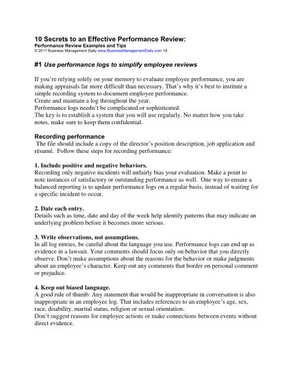 Effective Performance Review Examples for 48 Key Skills.